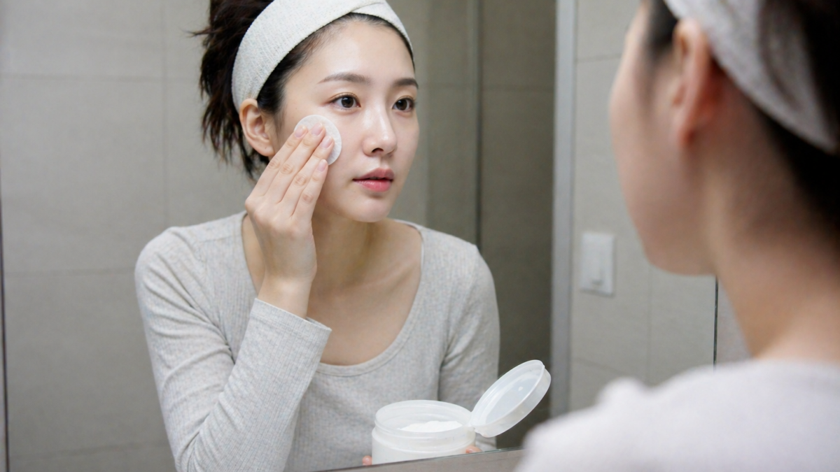 토너패드를 사용하고 있는 모습