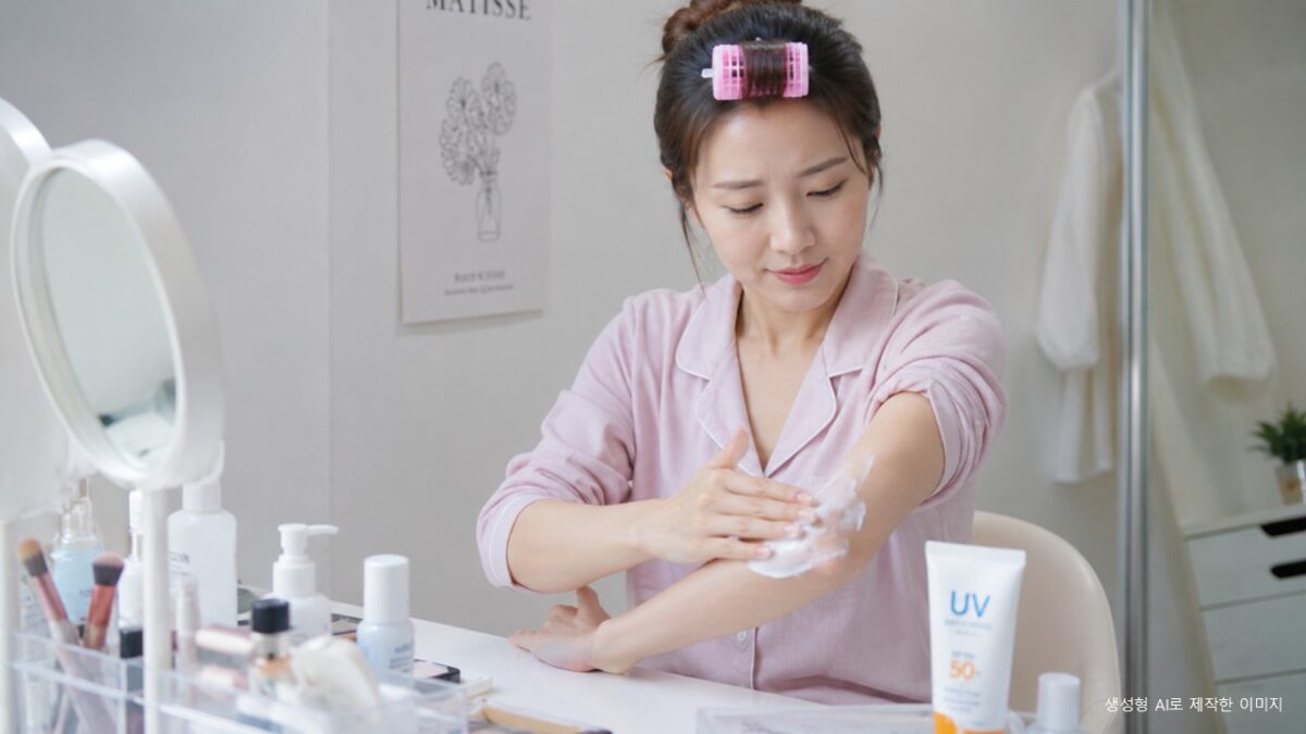 팔꿈치 관리 자외선 차단제