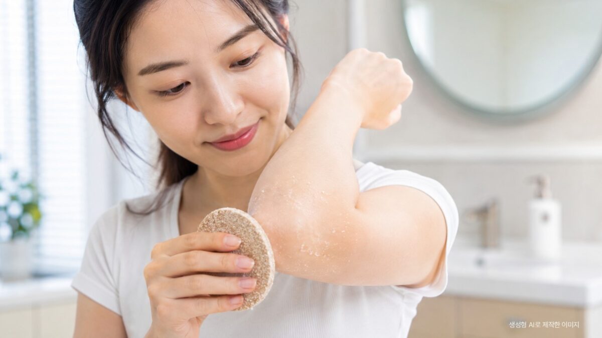 팔꿈치 착색 관리 각질 제거 방법 주 1회 스크럽 관리