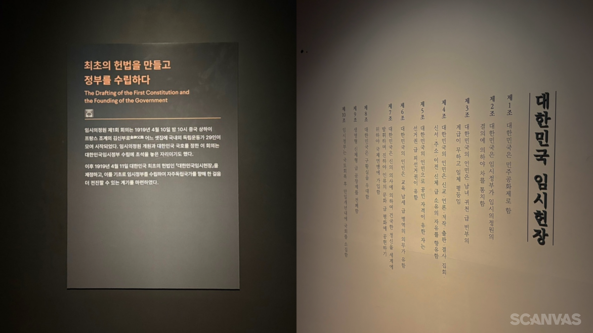 국회박물관 2층 1전시실 임시의정원과 대한민국임시헌장