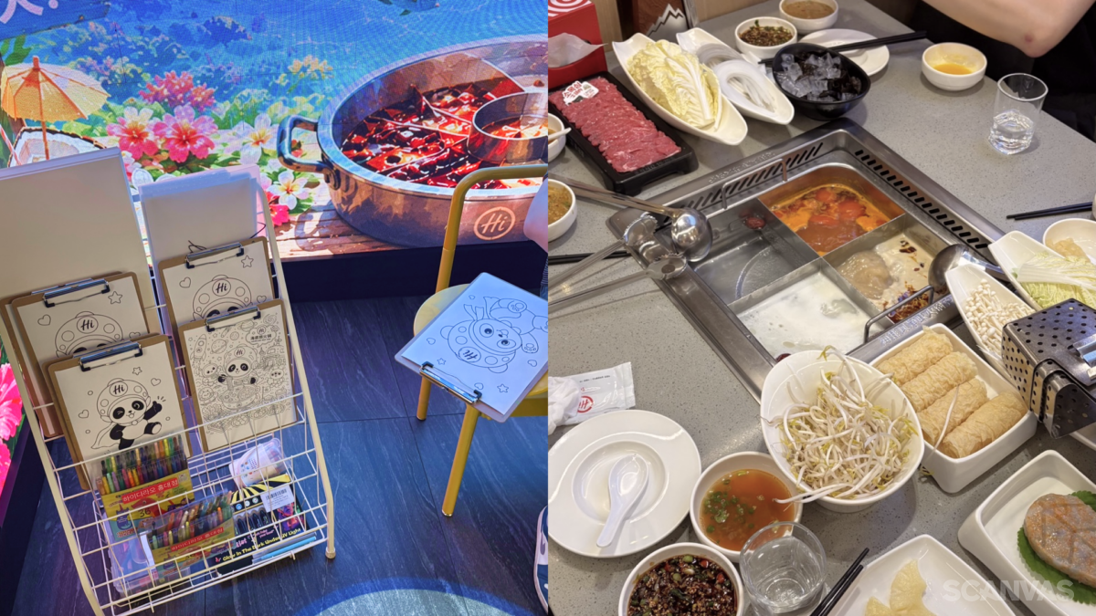 하이디라오 홍대점 웨이팅 공간 색칠놀이와 토마토탕·우유마라탕